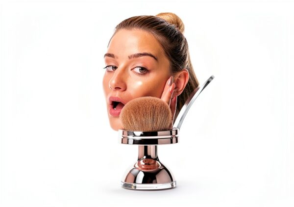 Brosse de maquillage Générique Or rose application rapide-3