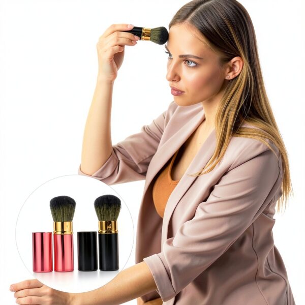 Pinceau à poudre Générique petit format léger maquillage-4